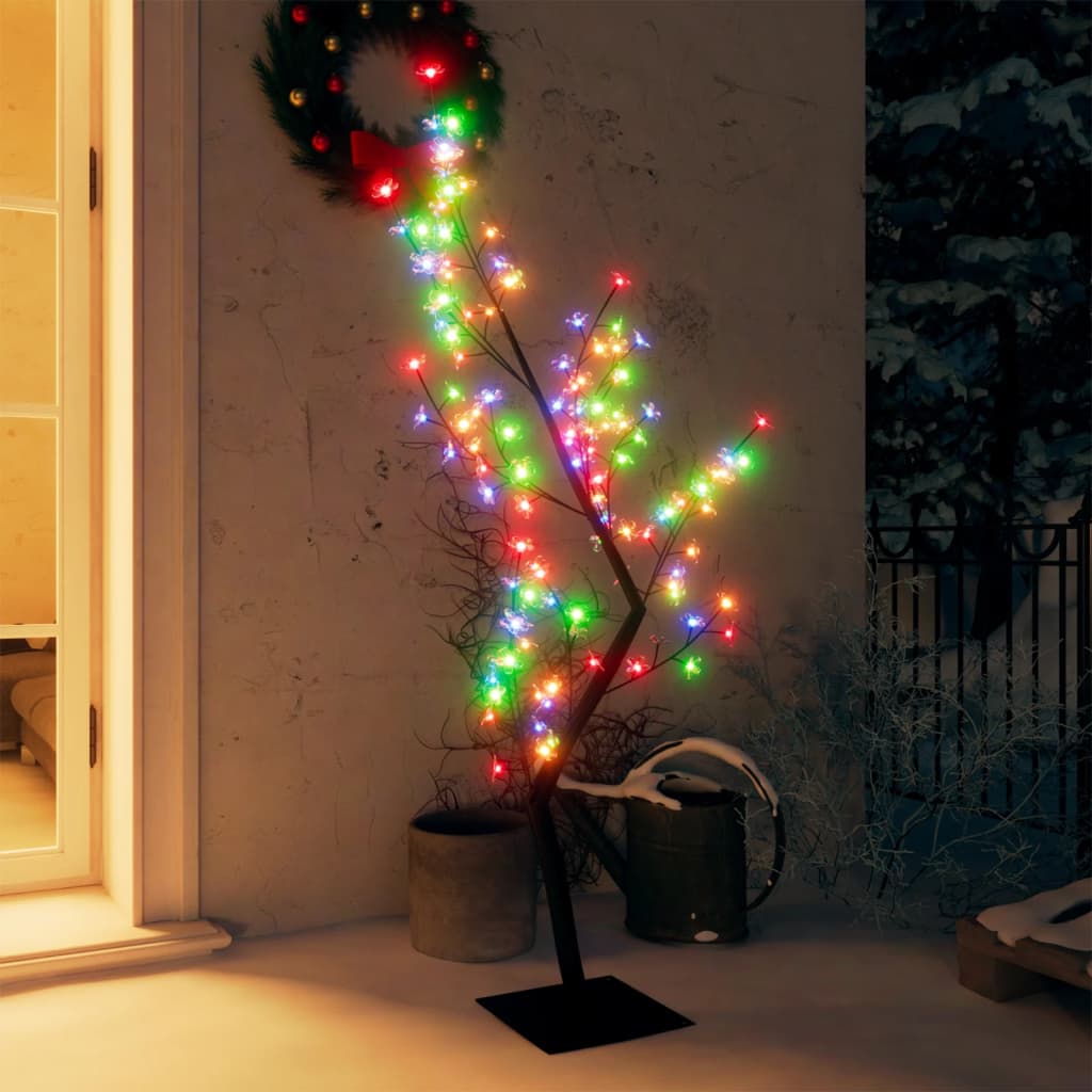 vidaXL Drzewko świecące na kolorowo, 128 LED, kwiat wiśni, 120 cm