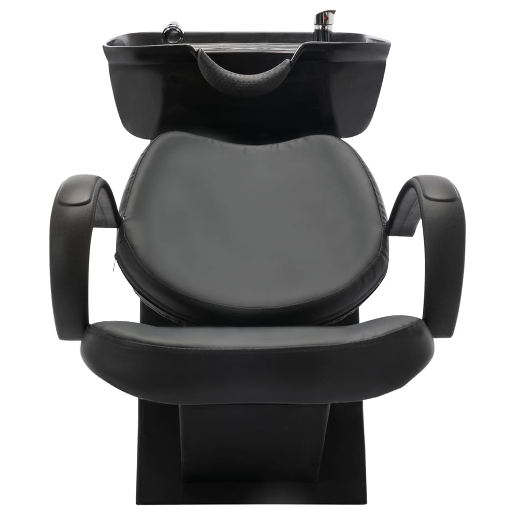 vidaXL Myjnia fryzjerska, fotel z umywalką, czarna, sztuczna skóra