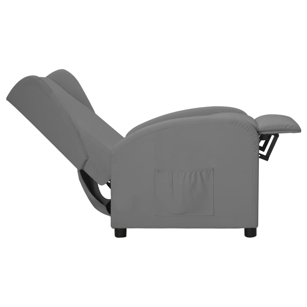 vidaXL Rozkładany fotel uszak, szary, tapicerowany sztuczną skórą