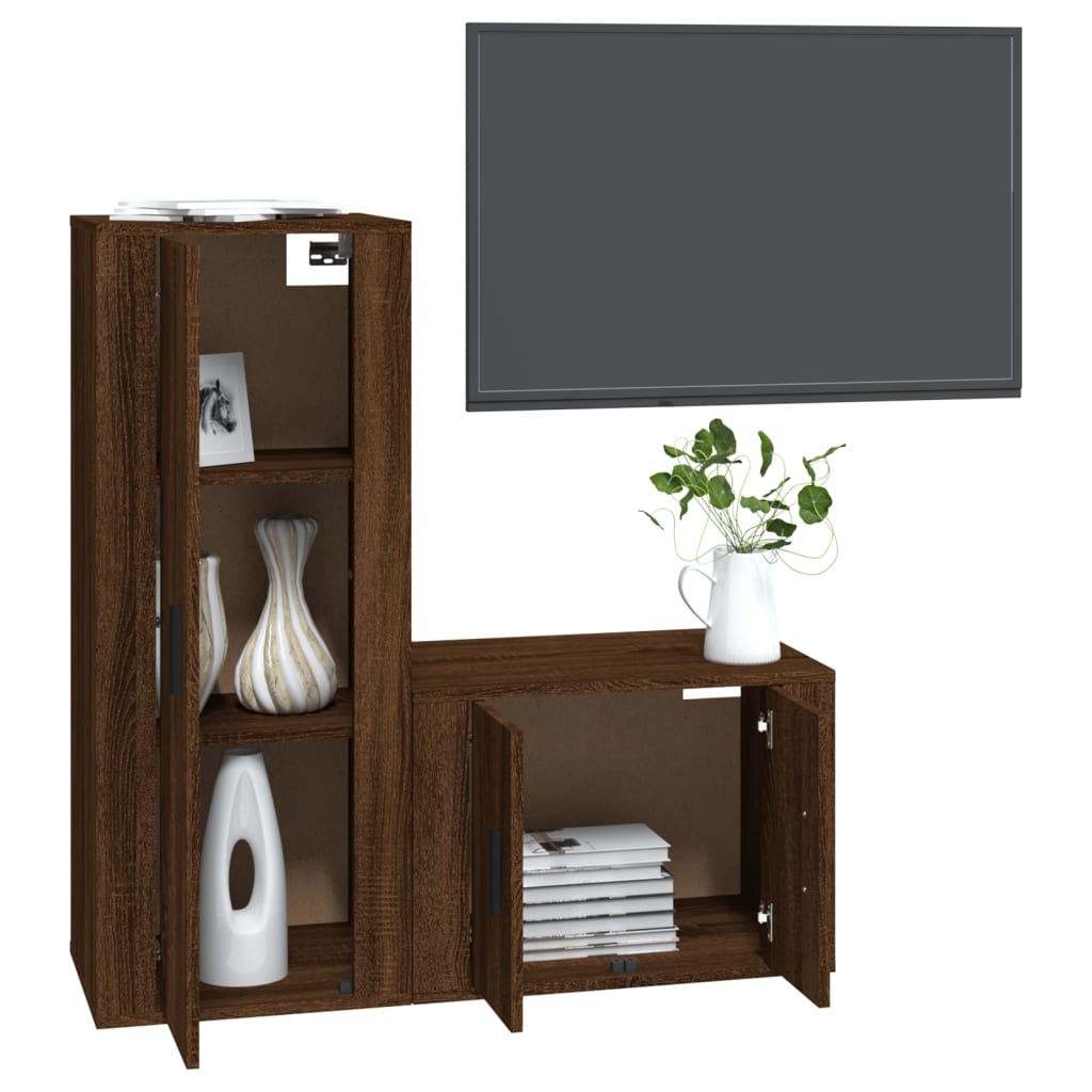 vidaXL Zestaw 2 szafek pod TV, brązowy dąb, materiał drewnopochodny