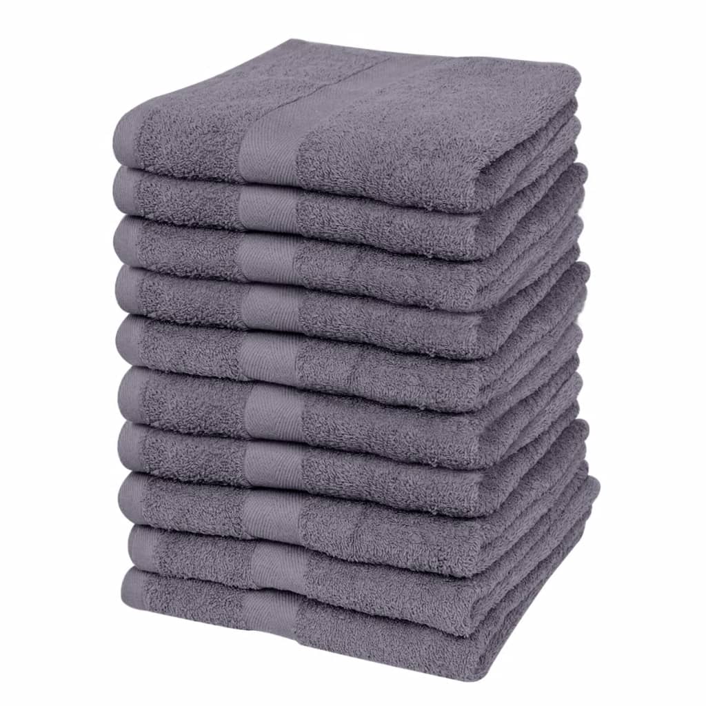 vidaXL Ręczniki, 10 szt., bawełna, 500 g/m², 30x50 cm, antracytowe