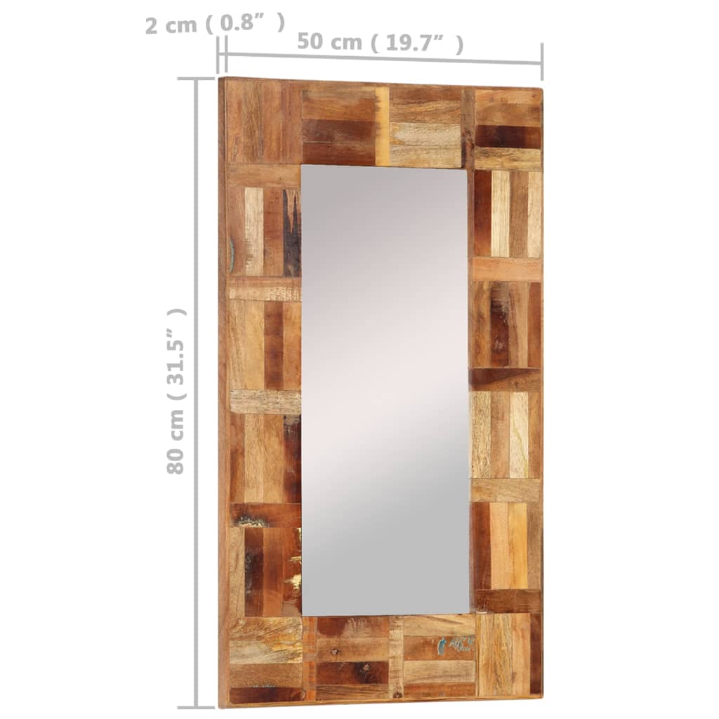 vidaXL Lustro ścienne w ramie z litego drewna z odzysku, 50x80 cm
