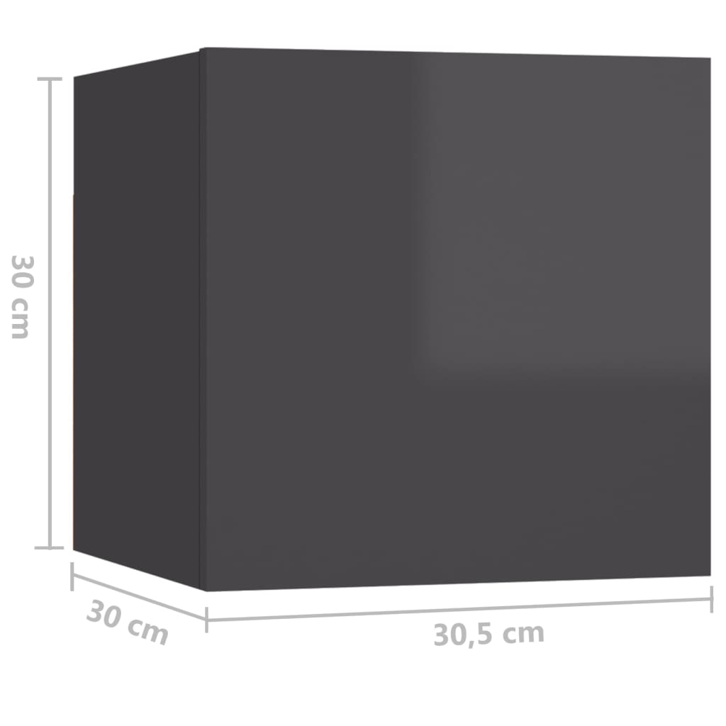 vidaXL Szafki nocne, 2 szt., wysoki połysk, szare, 30,5x30x30 cm, płyta