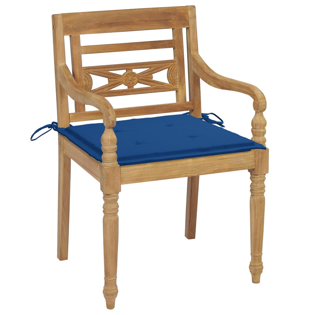 vidaXL Krzesła Batavia z poduszkami, 8 szt., lite drewno tekowe