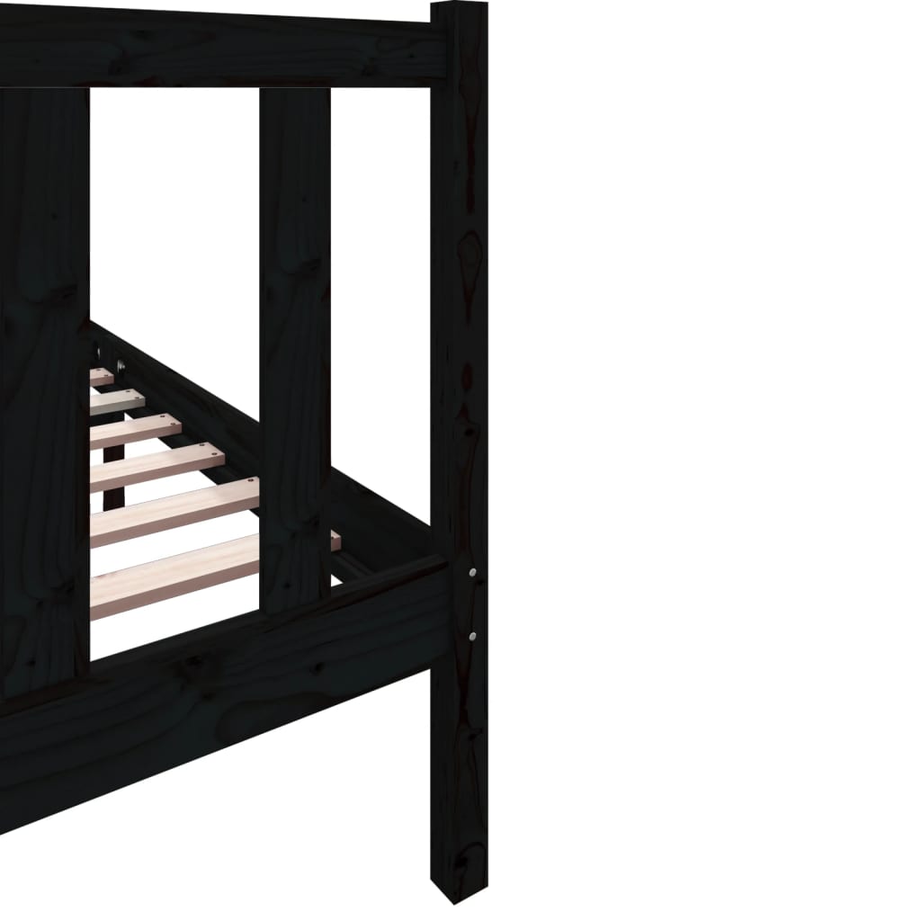 vidaXL Rama łóżka, czarna, lite drewno sosnowe, 120x190 cm, podwójna