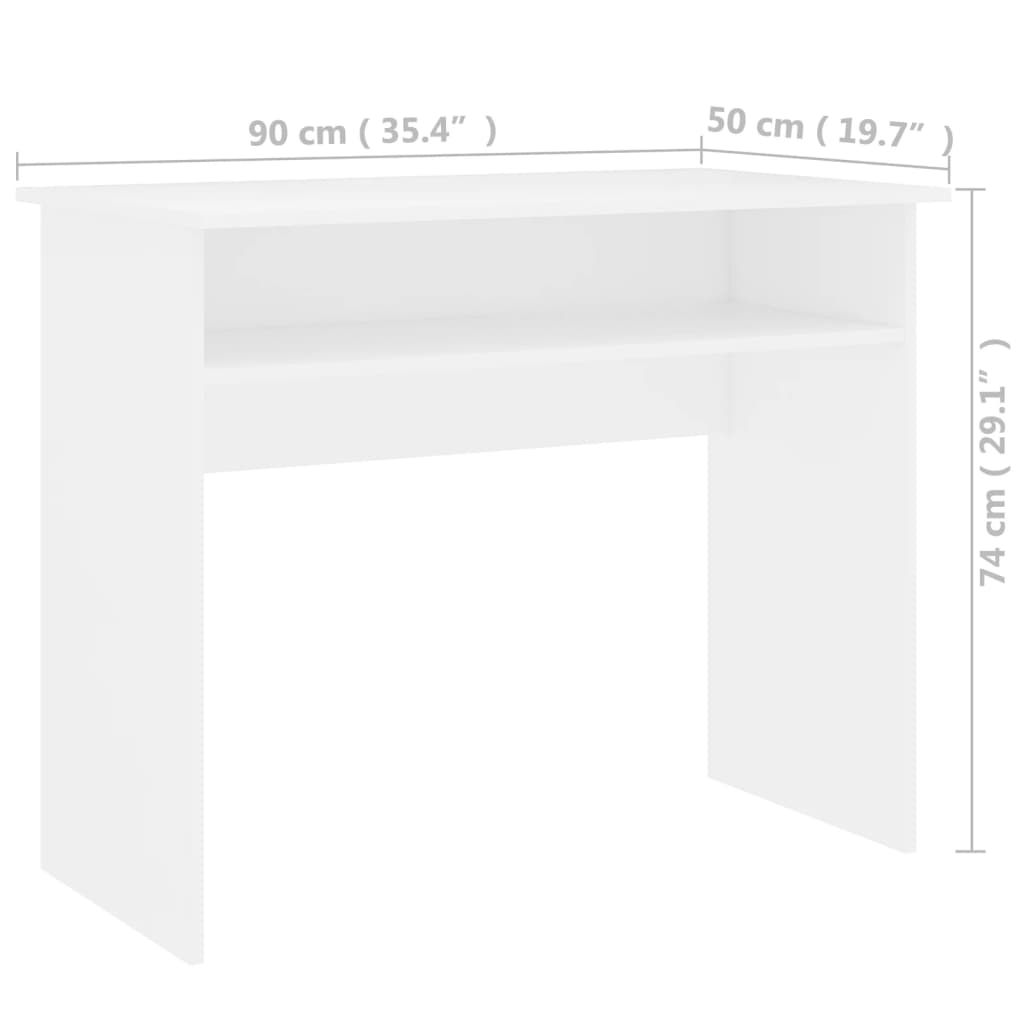 vidaXL Biurko, białe, 90x50x74 cm, materiał drewnopochodny