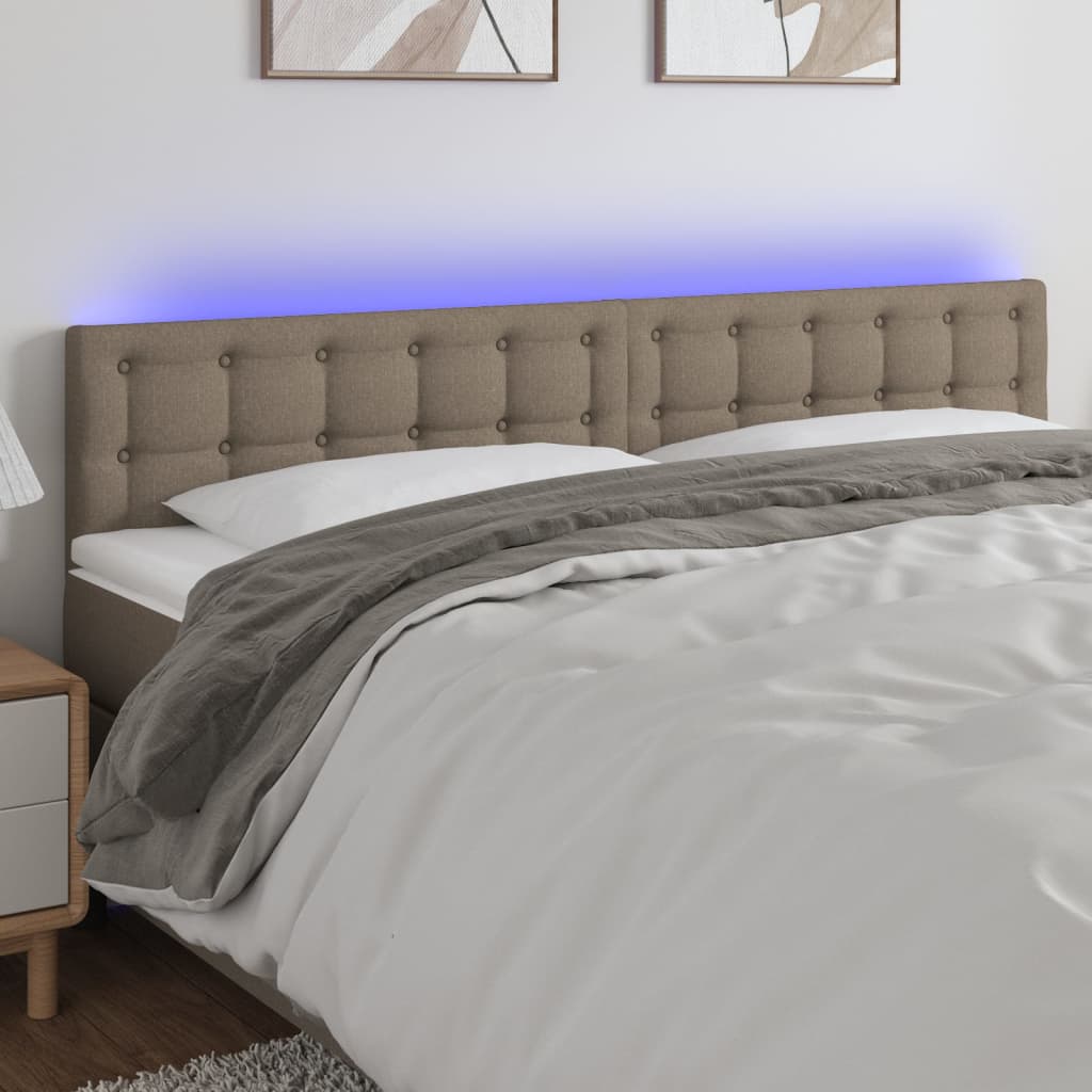 vidaXL Zagłówek do łóżka z LED, taupe, 180x5x78/88 cm, tkanina