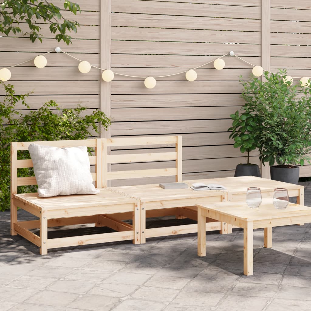 vidaXL Sofa ogrodowa bez podłokietników, z podnóżkiem, drewno sosnowe