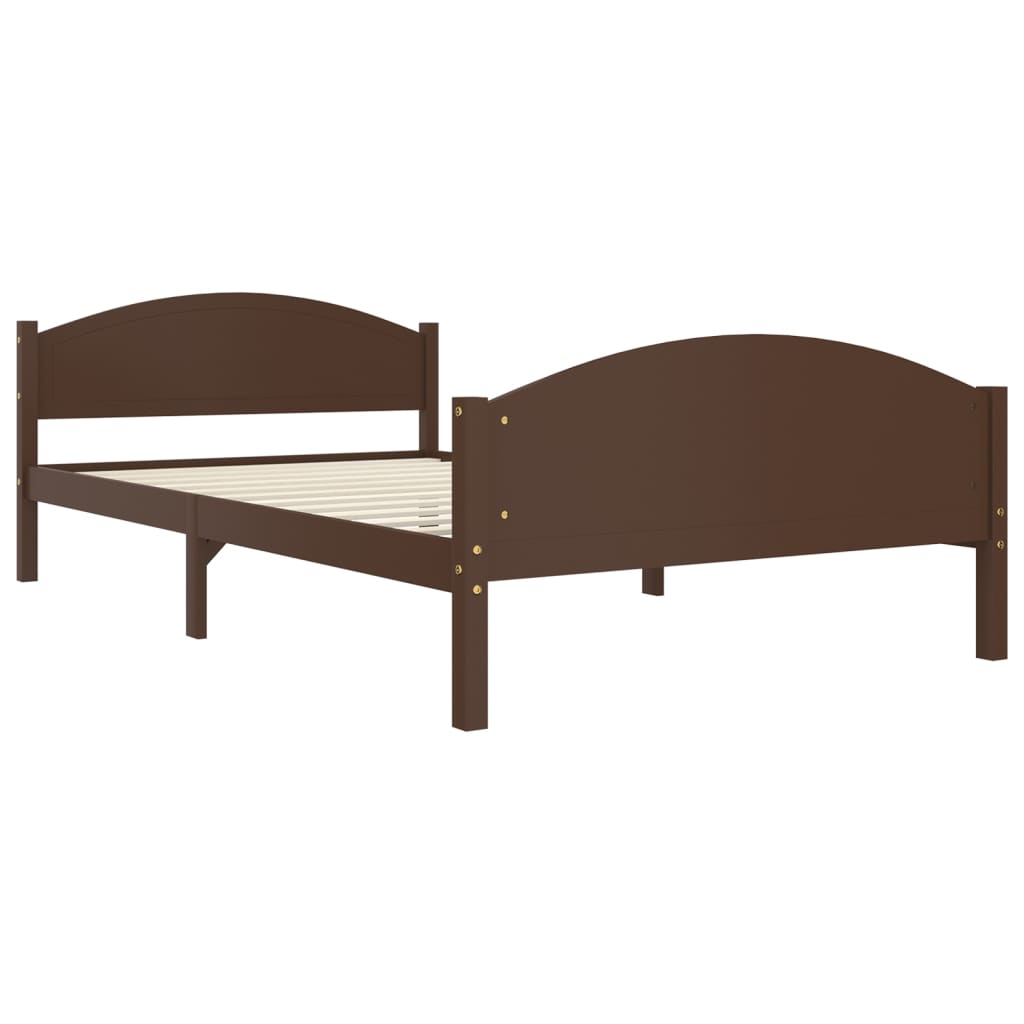 vidaXL Rama łóżka, ciemnobrązowa, lite drewno sosnowe, 120 x 200 cm