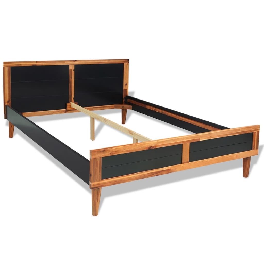 vidaXL Rama łóżka, czarna, lite drewno akacjowe, 140 x 200 cm