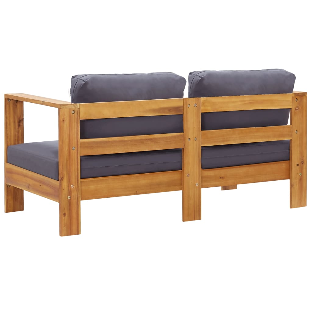 vidaXL Ławka/sofa ogrodowa z poduszkami, 140 cm, drewno akacji, szara