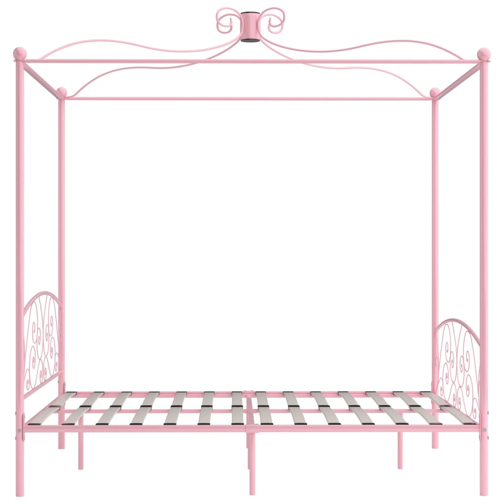 vidaXL Rama łóżka z baldachimem, różowa, metalowa, 180 x 200 cm