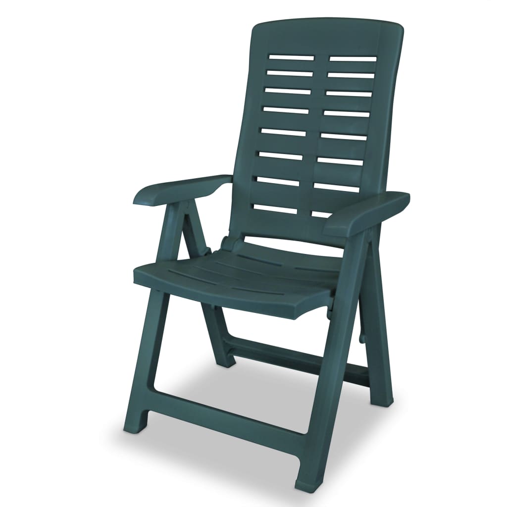 vidaXL Rozkładane krzesła ogrodowe, 2 szt., plastikowe, zielone