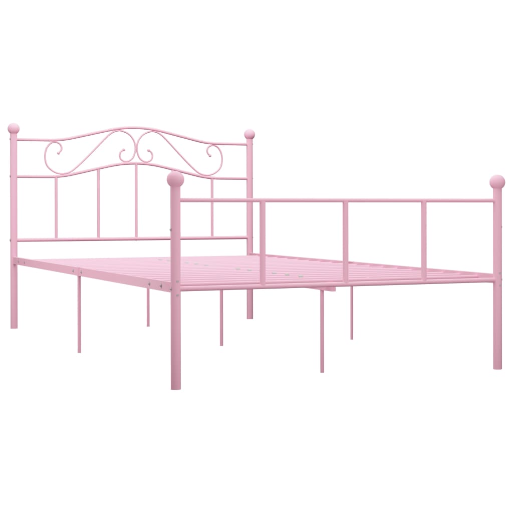 vidaXL Rama łóżka, różowa, metalowa, 160 x 200 cm