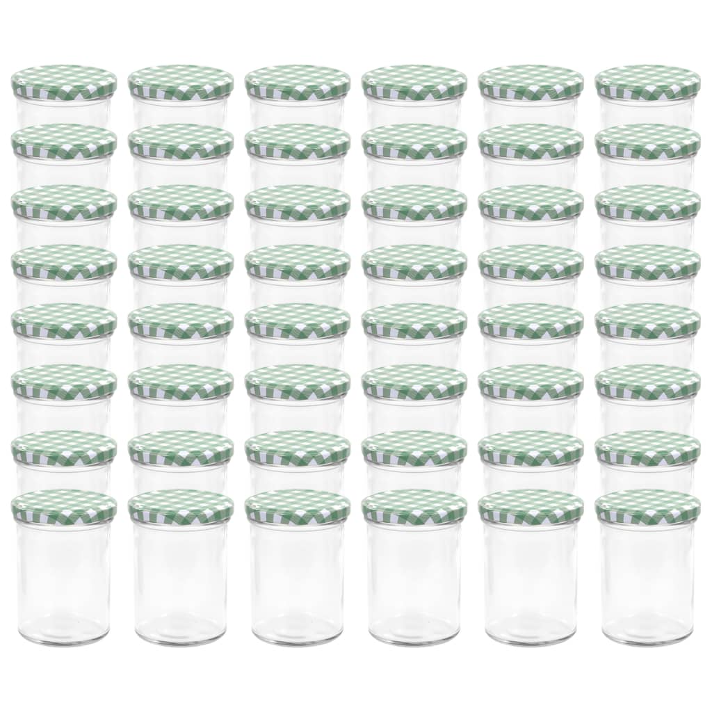 vidaXL Szklane słoiki na dżem, biało-zielone pokrywki, 48 szt., 400 ml