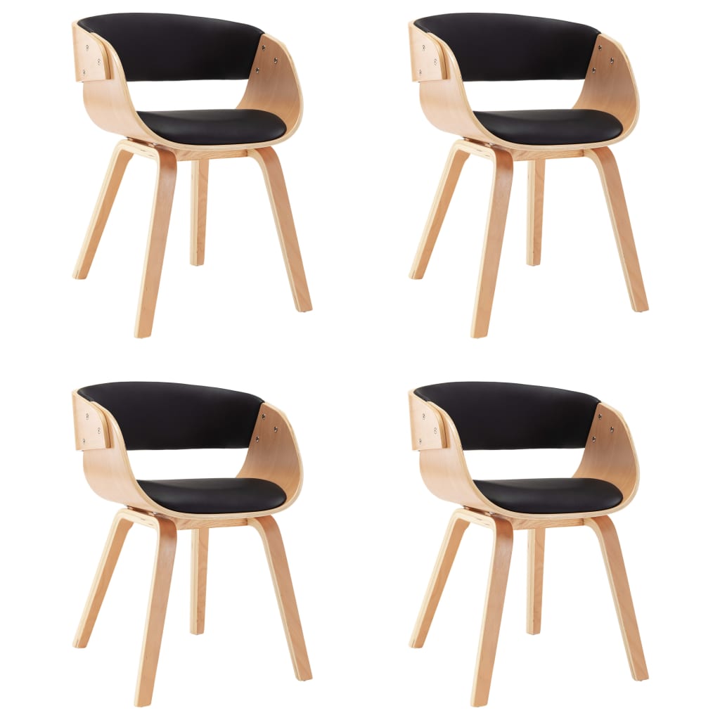 vidaXL Krzesła do jadalni, 4 szt., czarne, gięte drewno i ekoskóra