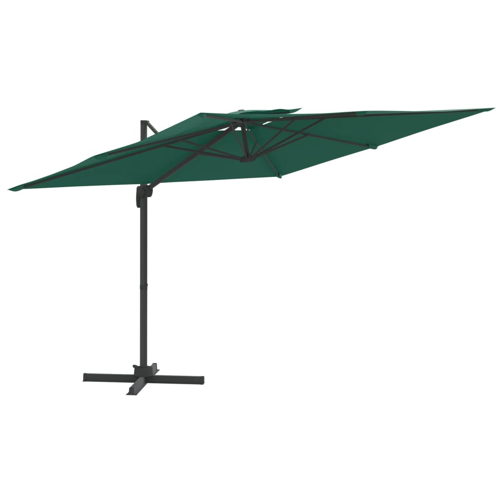 vidaXL Wiszący parasol z podwójną czaszą, zielony, 300x300 cm