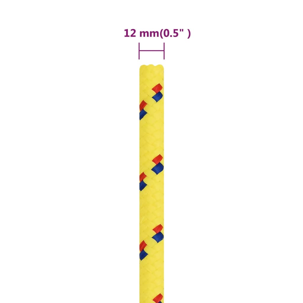 vidaXL Linka żeglarska, żółta, 12 mm, 100 m, polipropylen