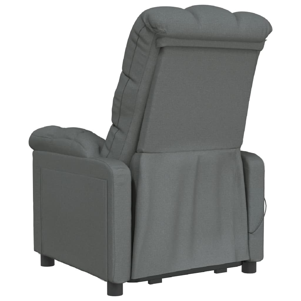 vidaXL Podnoszony fotel rozkładany, ciemnoszary, obity tkaniną