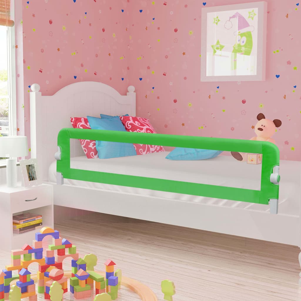 vidaXL Barierka do łóżeczka dziecięcego, zielona, 180x42 cm, poliester