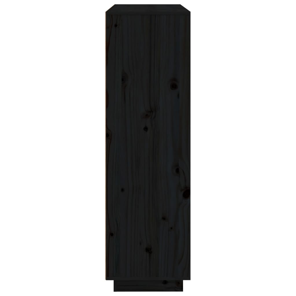 vidaXL Szafka, czarna, 110,5x35x117 cm, lite drewno sosnowe
