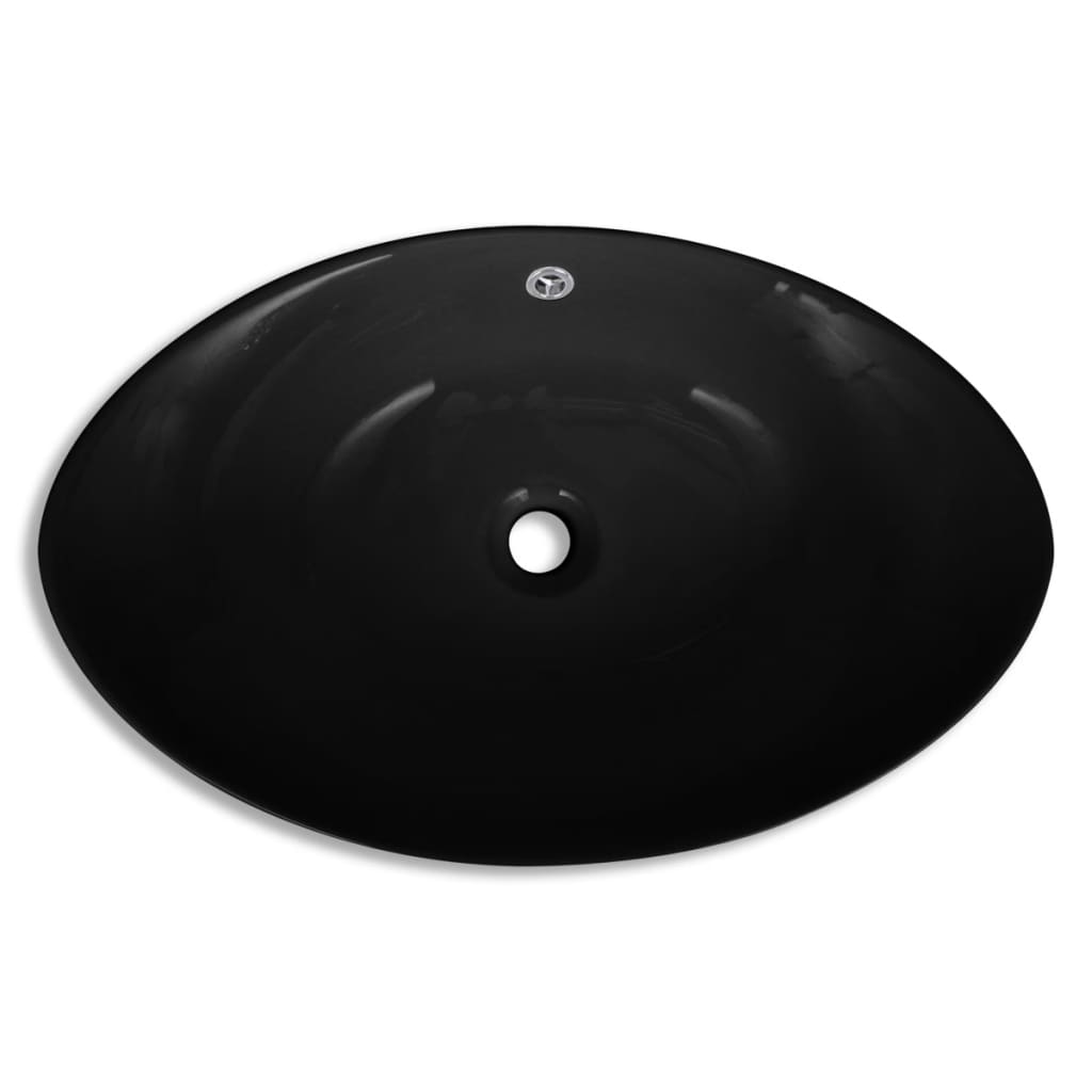 vidaXL Luksusowa owalna umywalka z otworem przelewowym, czarna