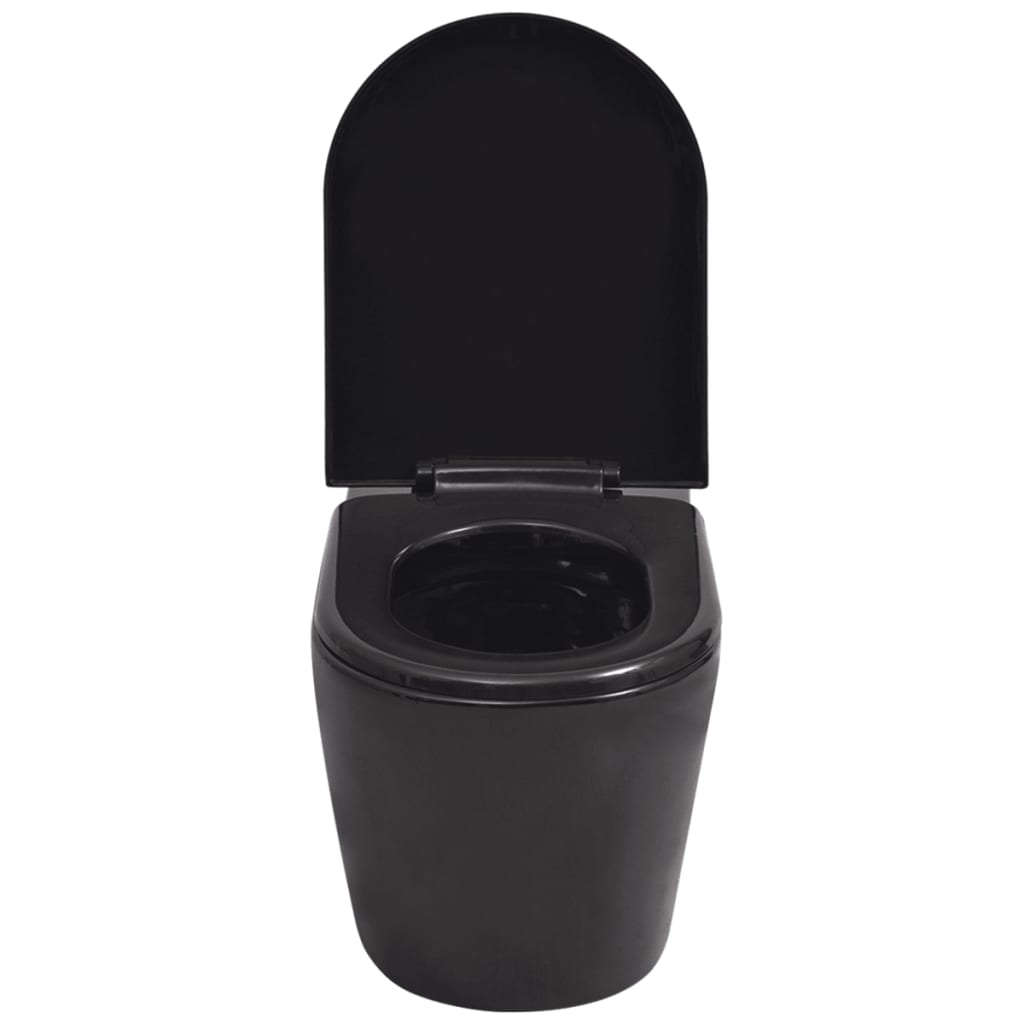 vidaXL Podwieszana toaleta ceramiczna, czarna