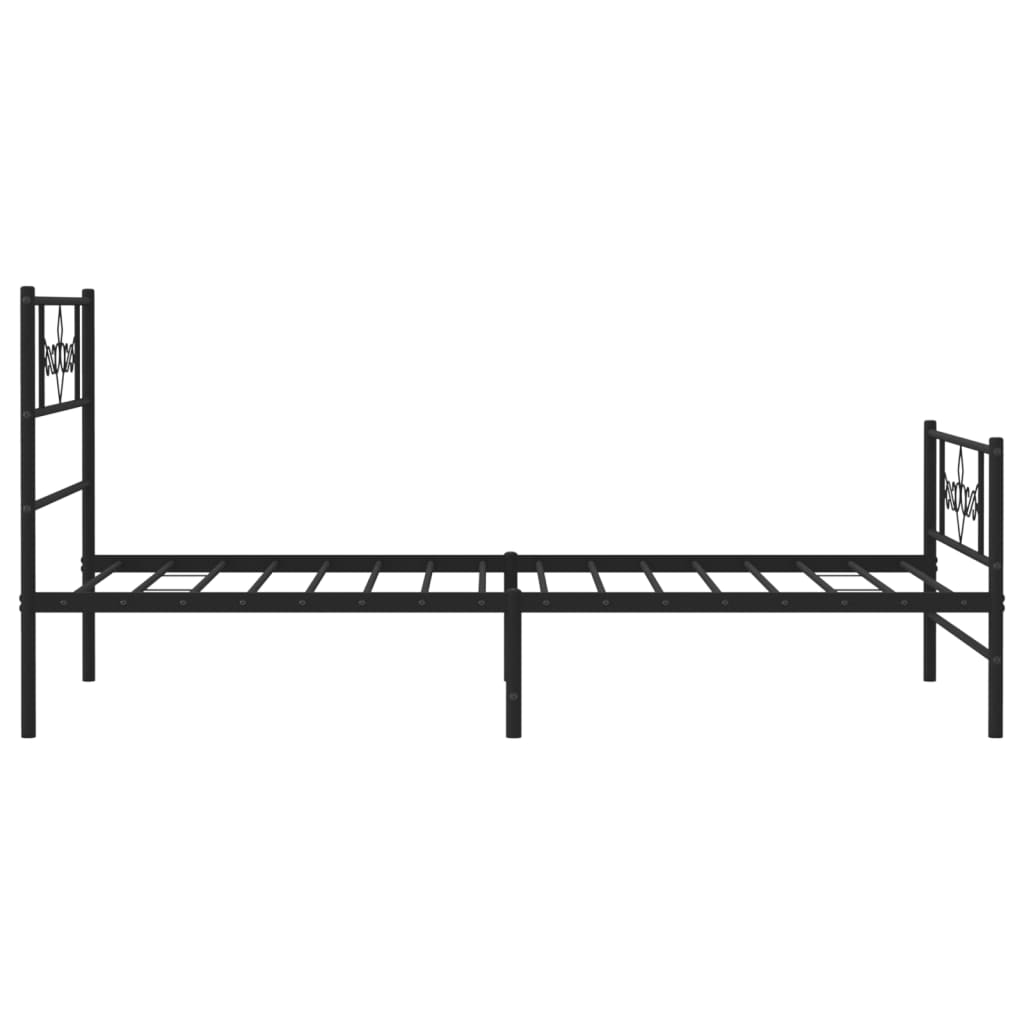vidaXL Metalowa rama łóżka z wezgłowiem i zanóżkiem, czarna, 75x190 cm