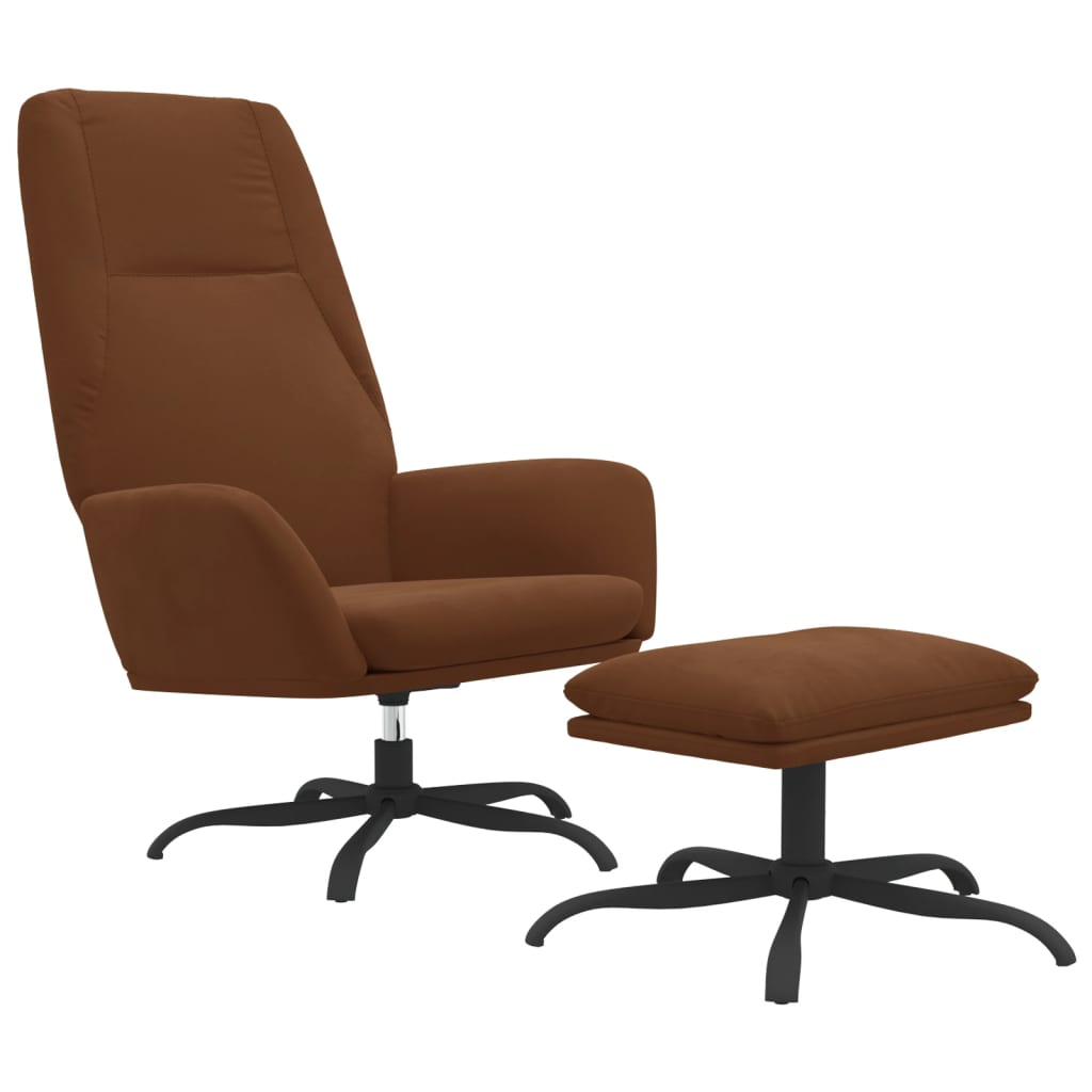 vidaXL Fotel z podnóżkiem, brązowy, obity mikrofibrą
