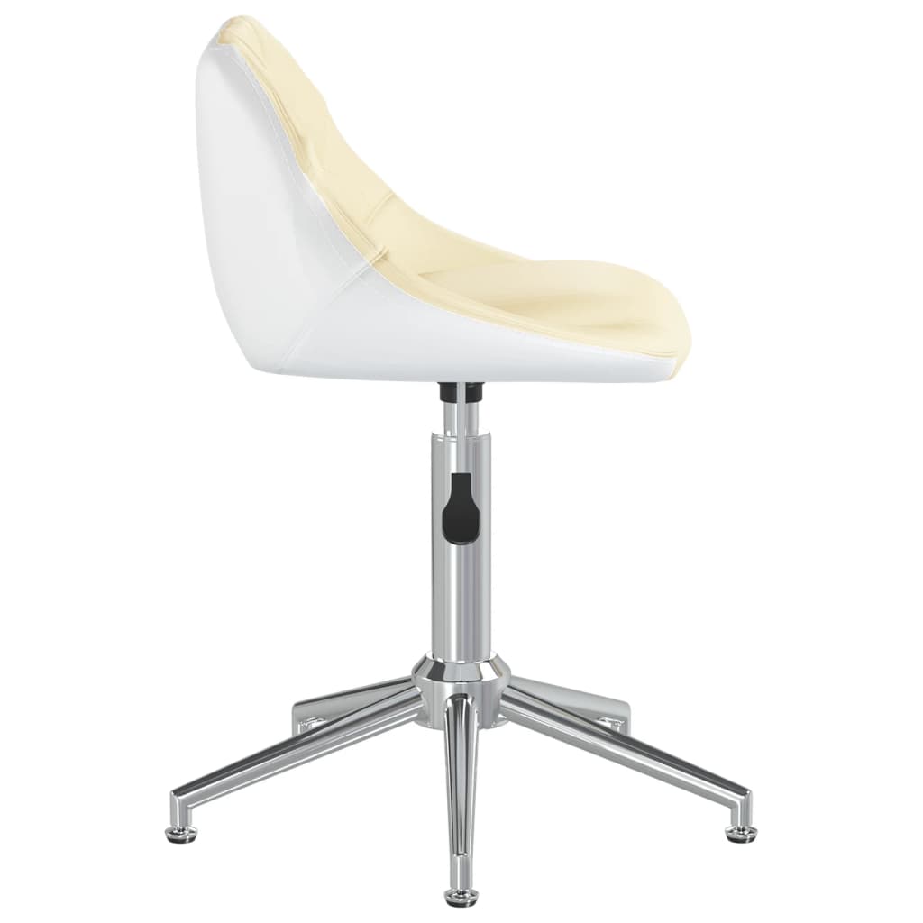vidaXL Obrotowe krzesło stołowe, kremowo-białe, sztuczna skóra