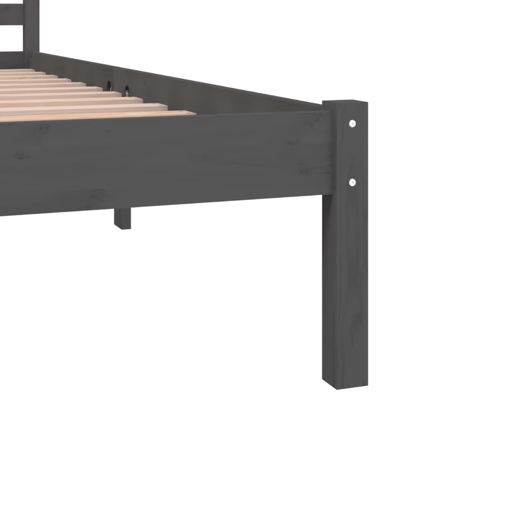 vidaXL Rama łóżka, szara, lite drewno sosnowe, 180x200 cm
