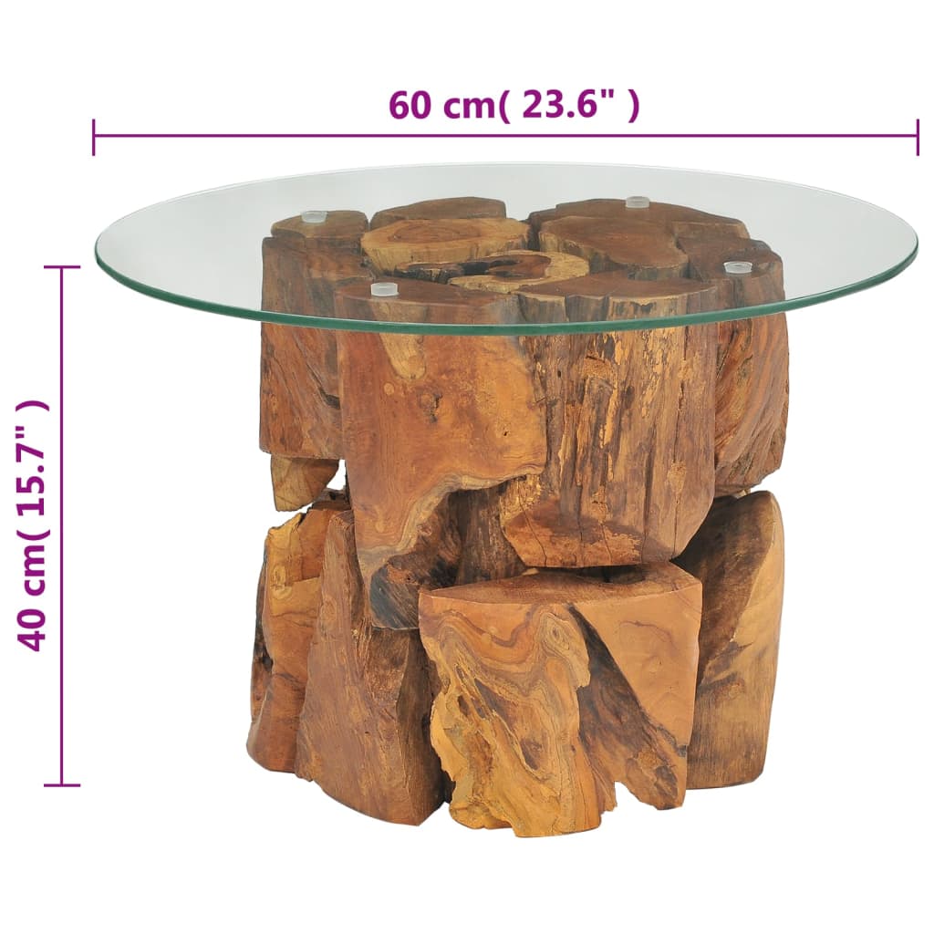 vidaXL Stolik kawowy z drewna tekowego patynowanego wodą, 60 cm