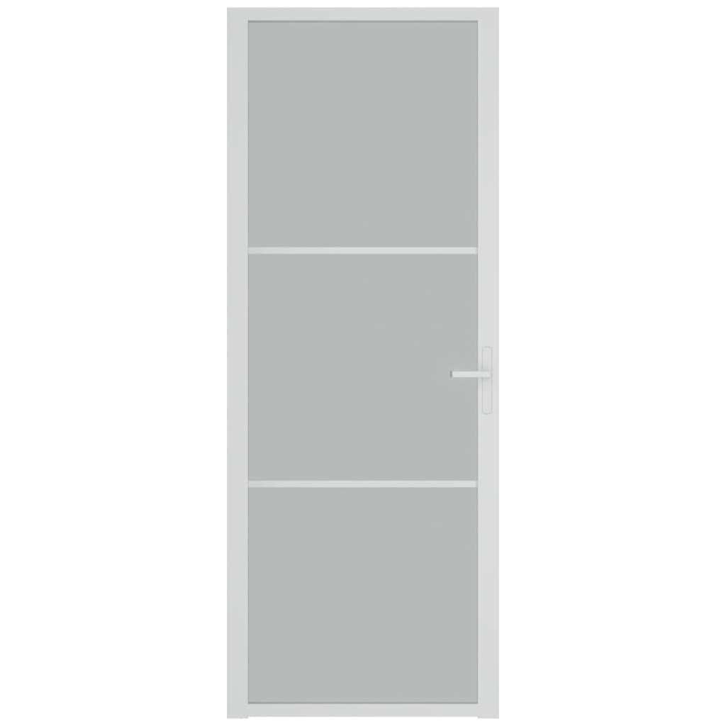 vidaXL Drzwi wewnętrzne, 76x201,5 cm, białe, matowe szkło i aluminium