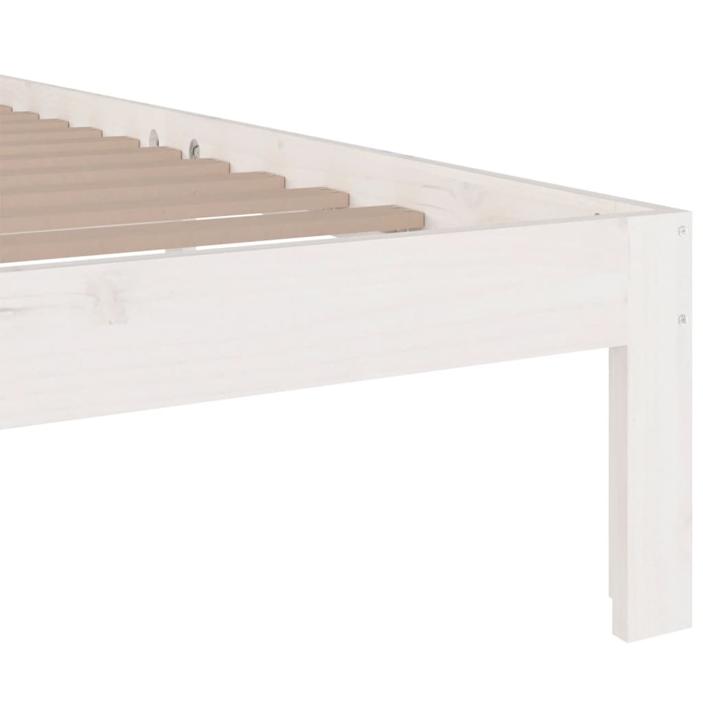 vidaXL Rama łóżka, biała, lite drewno, 140 x 190 cm