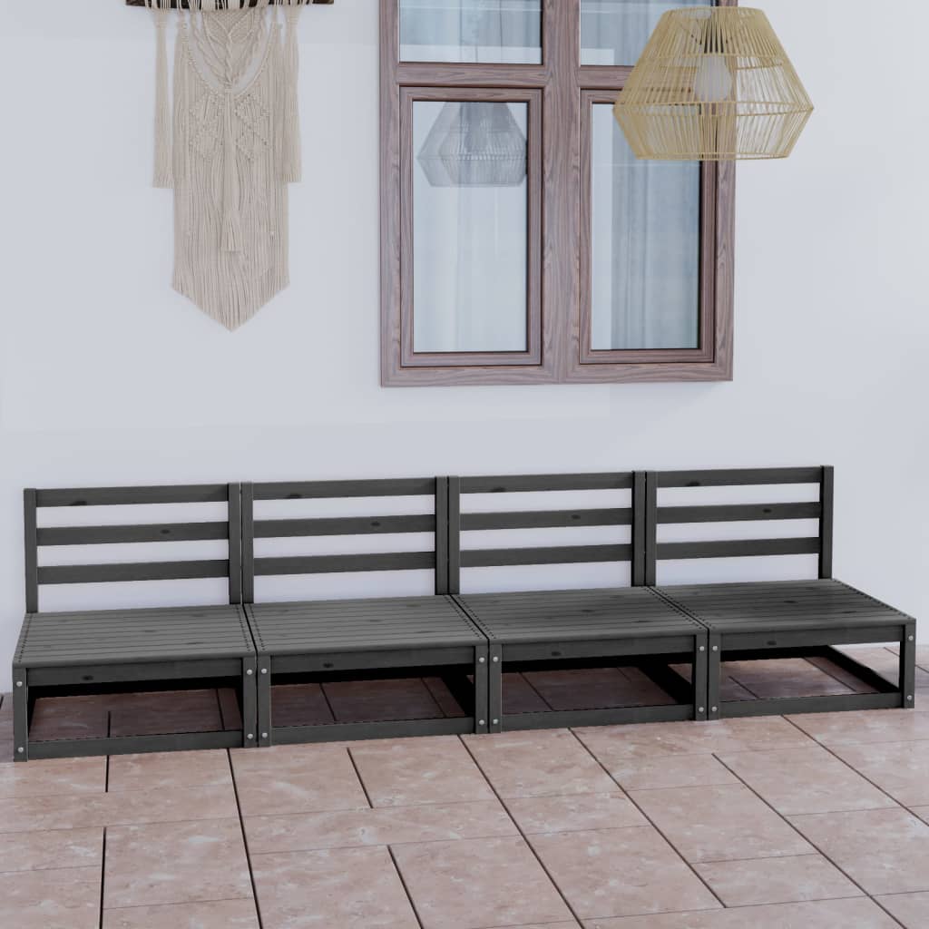 vidaXL 4-osobowa sofa ogrodowa, szara, lite drewno sosnowe