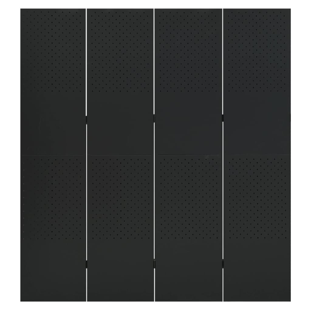 vidaXL Parawany 4-panelowe, 2 szt., czarne, 160x180 cm, stalowe