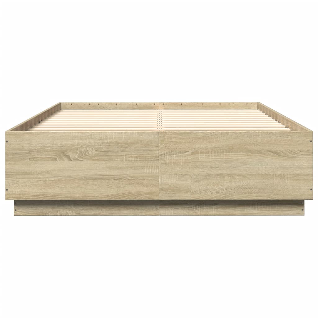 vidaXL Rama łóżka, dąb sonoma, 150x200 cm, materiał drewnopochodny
