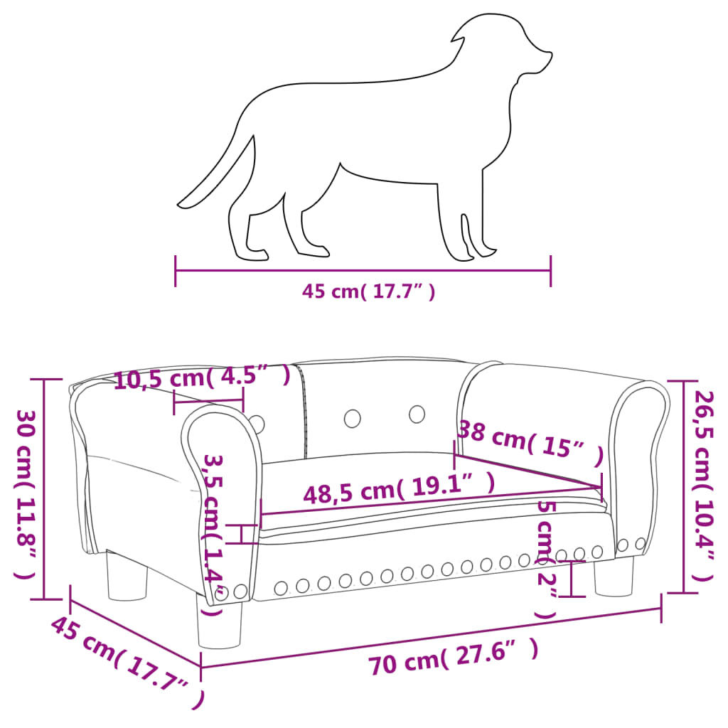 vidaXL Legowisko dla psa, różowe, 70x45x30 cm, aksamit