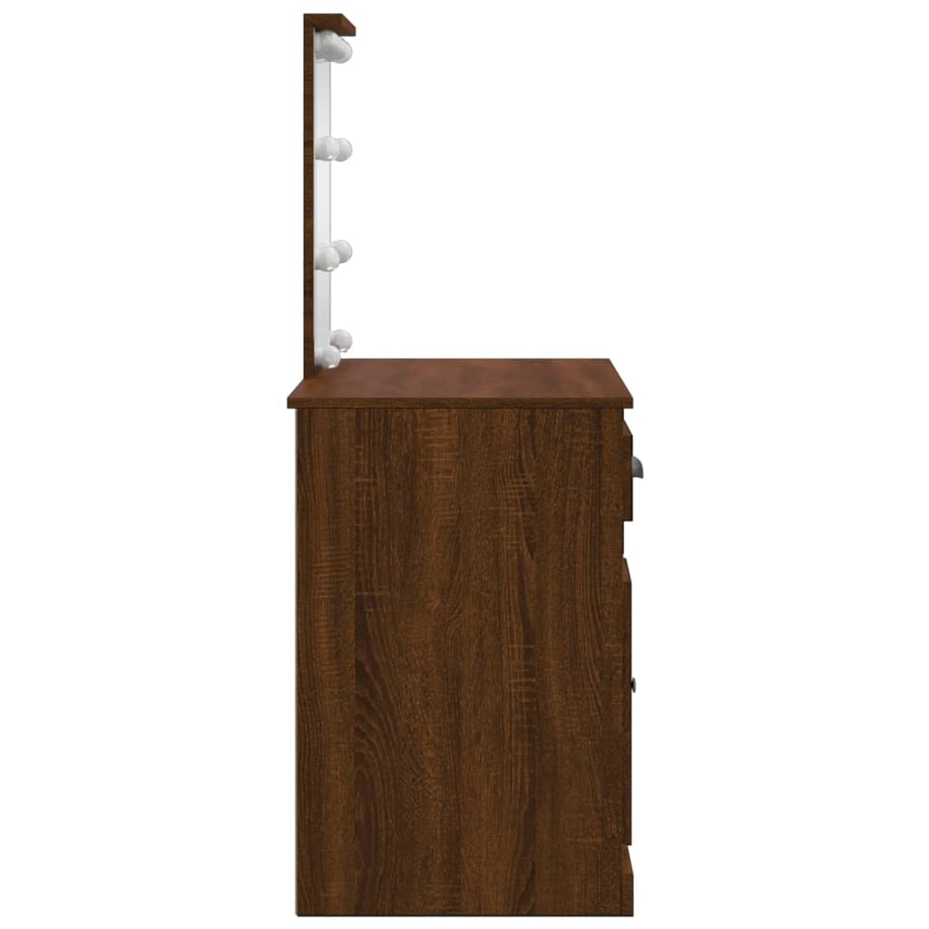 vidaXL Toaletka z oświetleniem LED, brązowy dąb, 90x42x132,5 cm