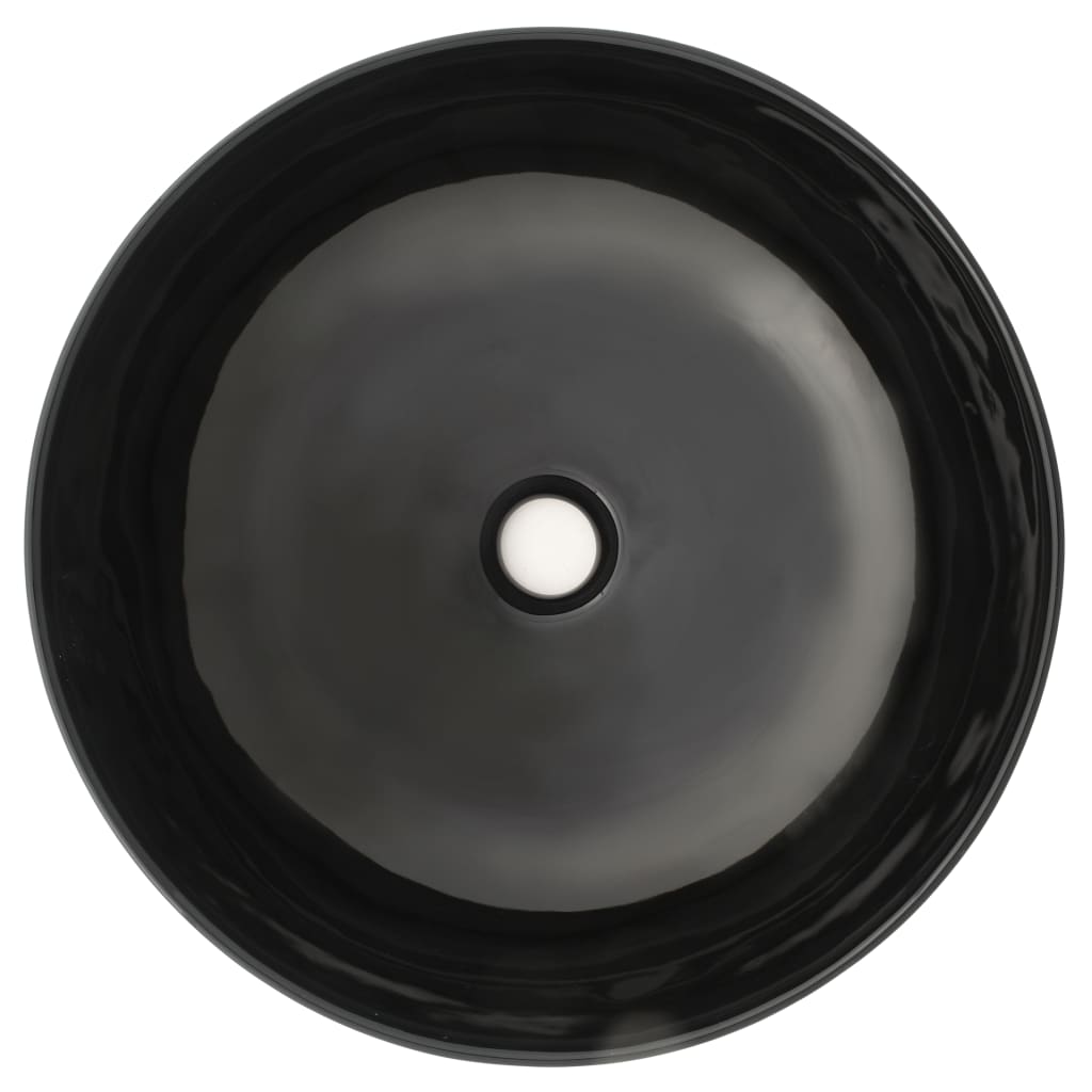 vidaXL Umywalka ceramiczna, okrągła, 41,5 x 13,5 cm, czarna