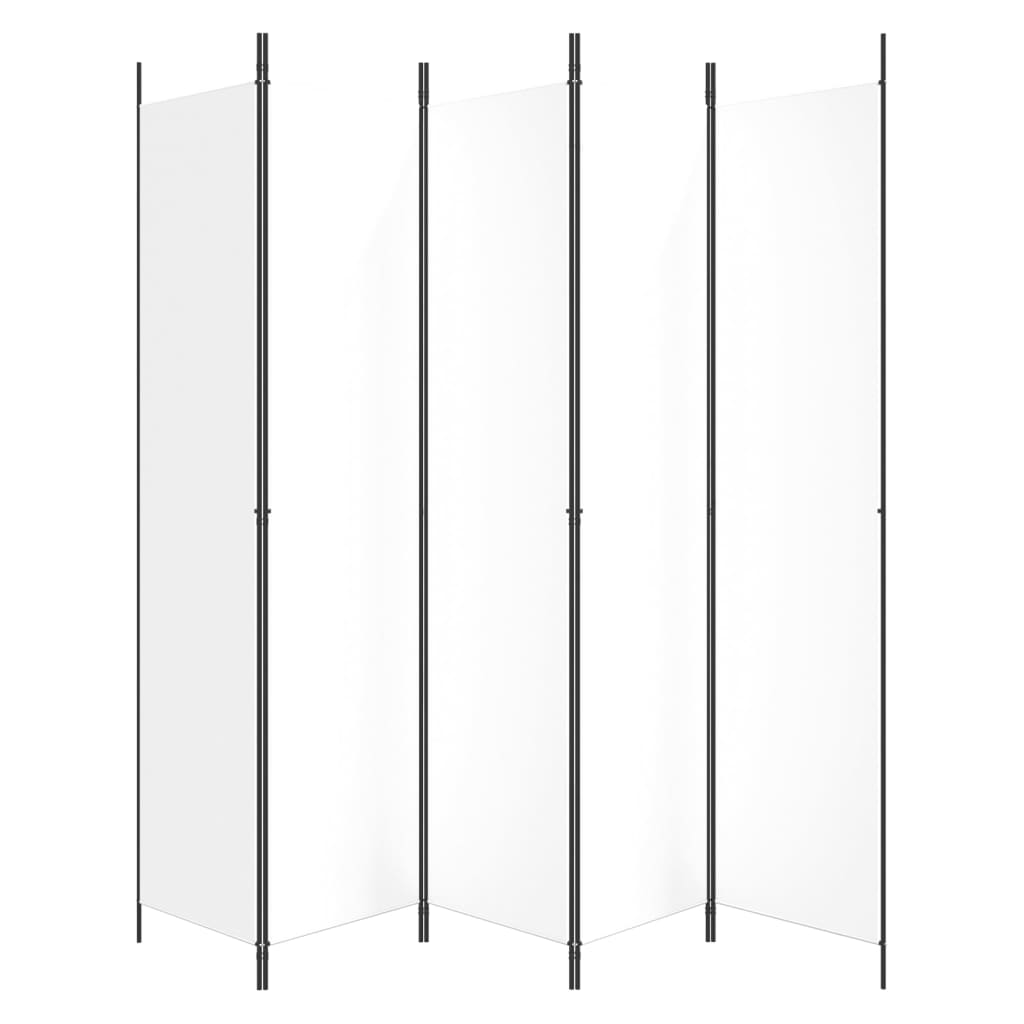 vidaXL Parawan 5-panelowy, biały, 250x220 cm, tkanina