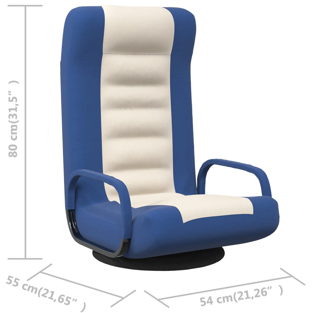 vidaXL Obrotowe krzesło podłogowe, niebiesko-kremowe, obite tkaniną