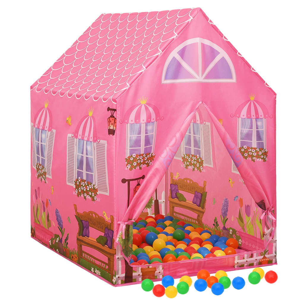 vidaXL Namiot do zabawy z 250 piłeczkami, różowy, 69x94x104 cm