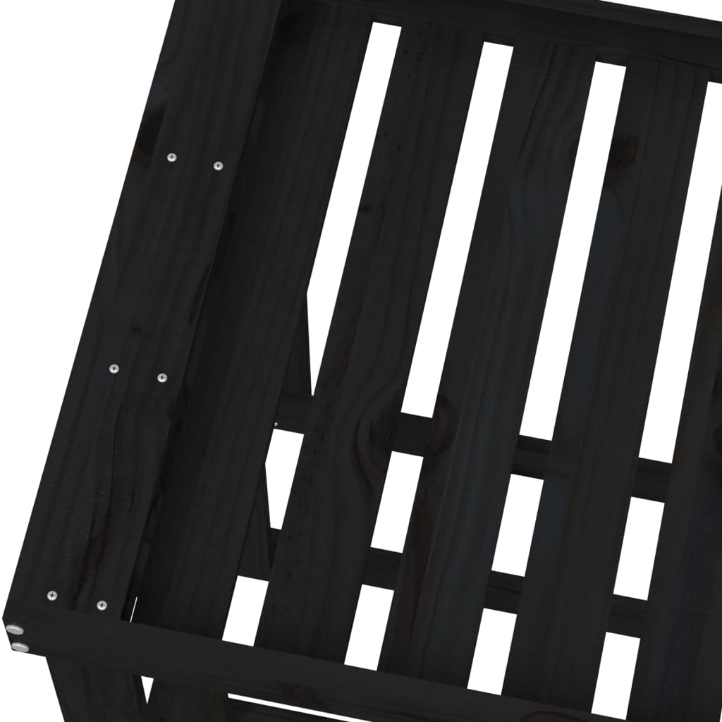 vidaXL Zewnętrzny stojak na drewno, czarny, 108x52x74 cm, lita sosna