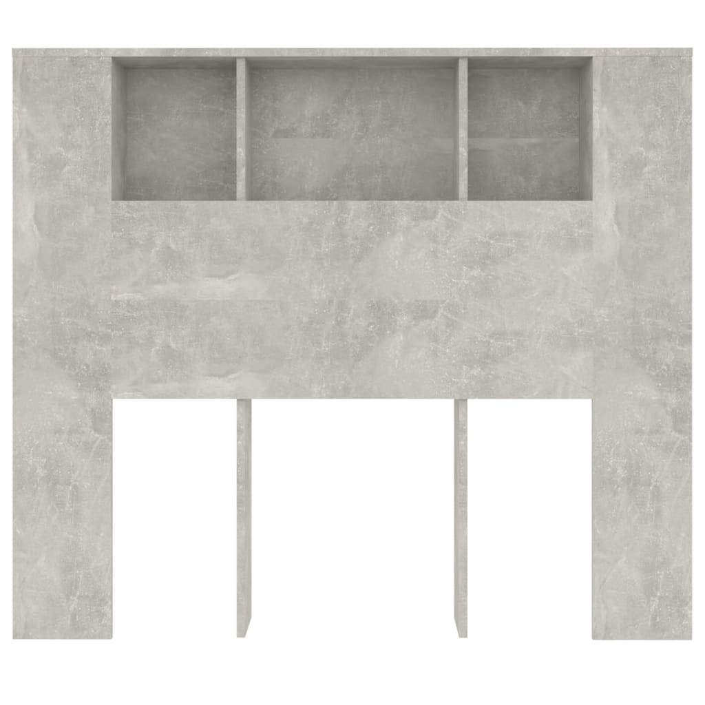 vidaXL Wezgłowie łóżka z półkami, szarość betonu, 120x18,5x102,5 cm