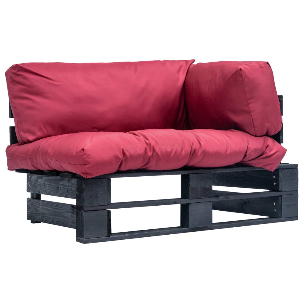 vidaXL Ogrodowa sofa z palet, z czerwonymi poduszkami, sosna