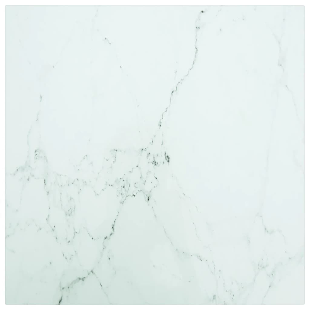 vidaXL Blat stołu, biały, 40x40 cm, 6 mm, szkło ze wzorem marmuru