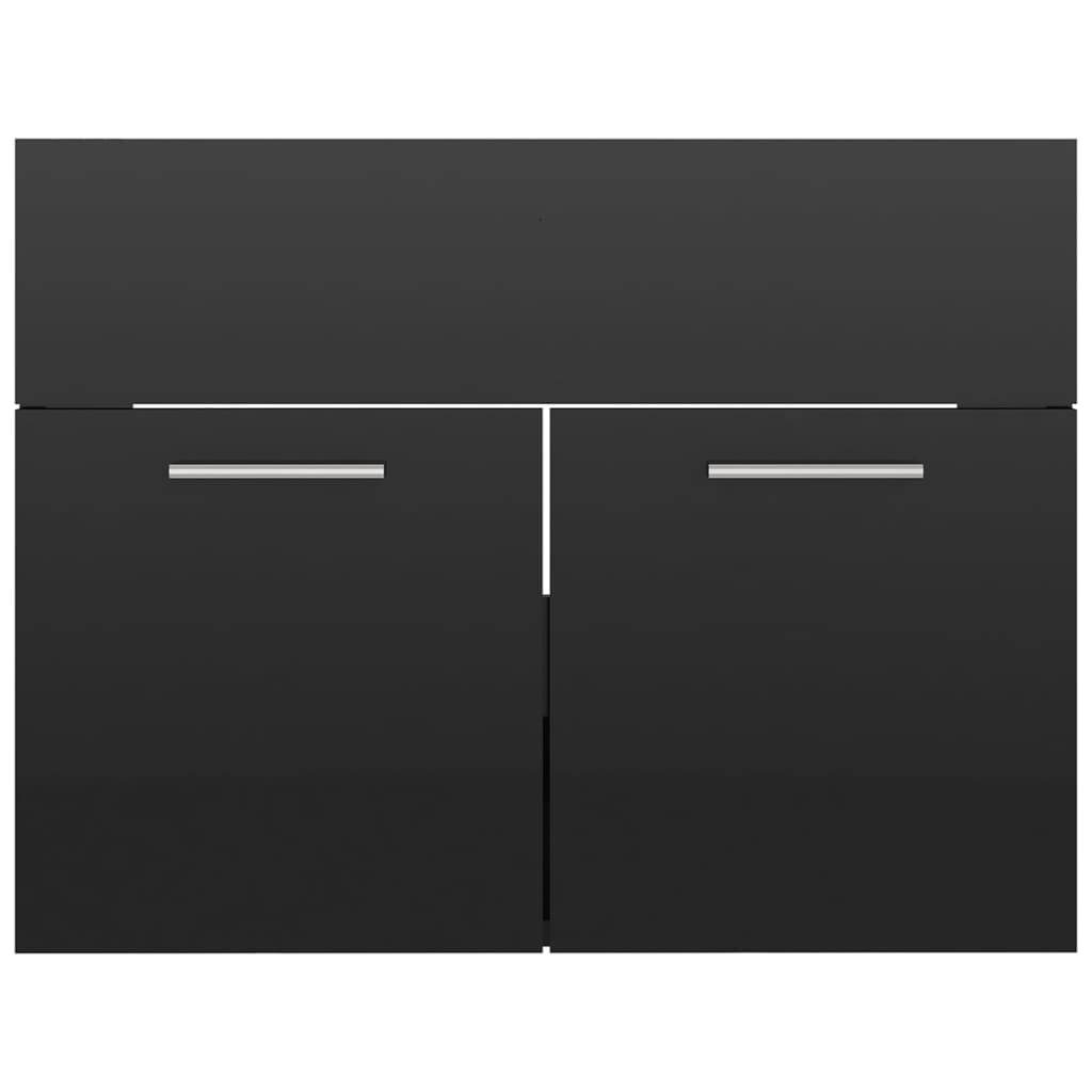 vidaXL 2-cz. zestaw mebli łazienkowych, wysoki połysk, czarny, płyta