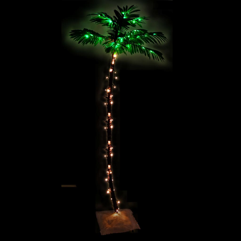 vidaXL Palma z oświetleniem, 96 ciepłych białych LED, 180 cm