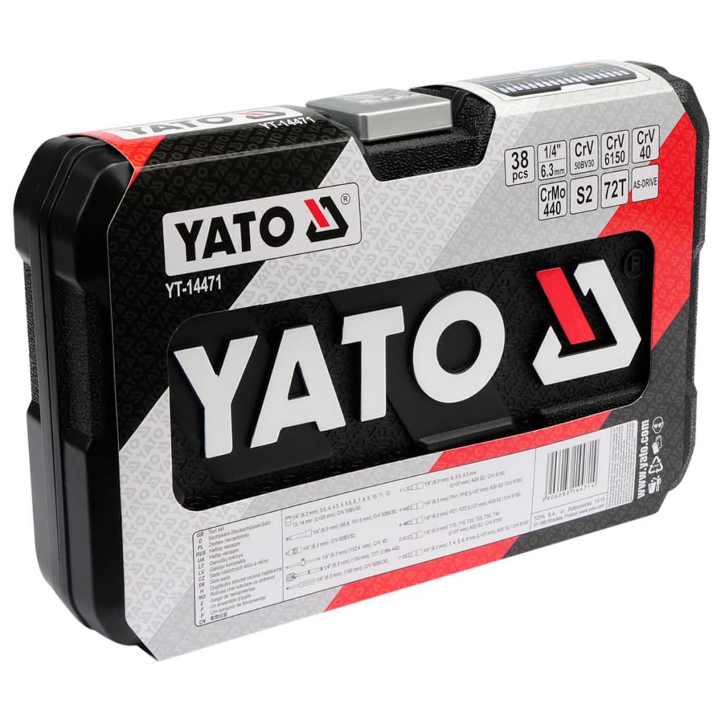 YATO Zestaw narzędzi 38-częściowy metalowy czarny YT-14471